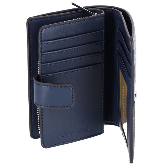 Michael Kors Jet Set Travel Medium Bifold Zip Coin ID Card Wallet Navy Multi - Picture 5 of 6